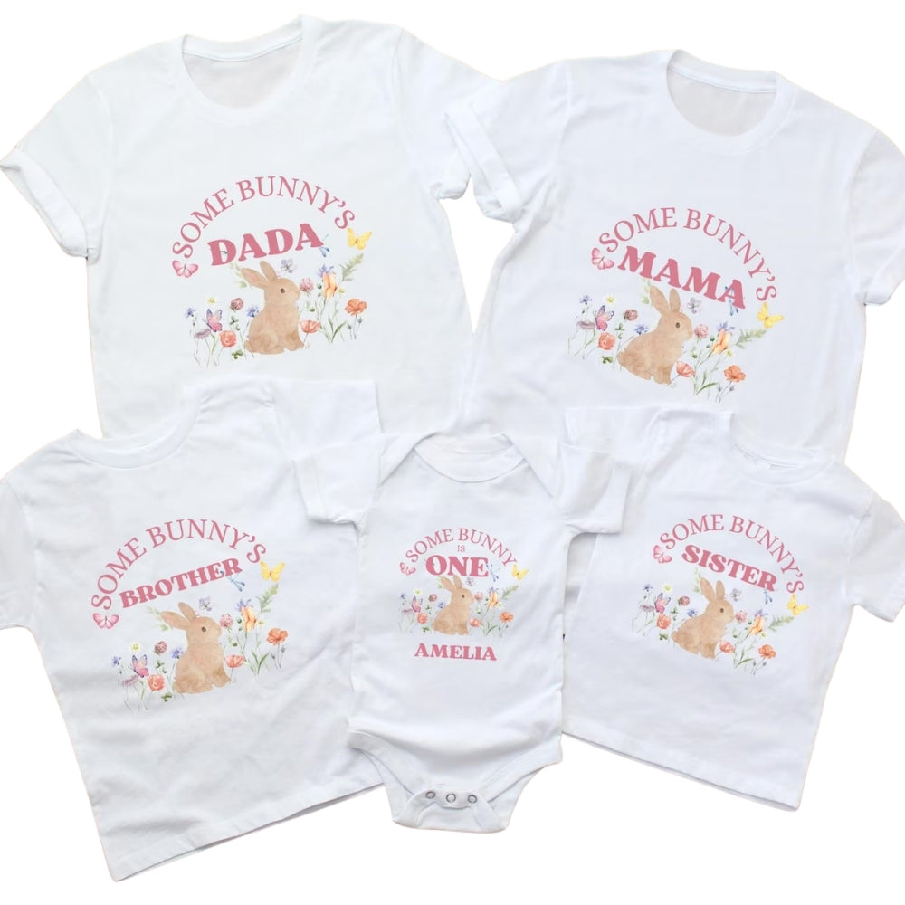 Some Bunny Personalized 1st Birthday Matching Family T Shirts, Custom Bunny First Birthday Shirts For Family ET0243
