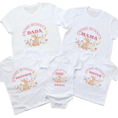 Some Bunny Personalized 1st Birthday Matching Family T Shirts, Custom Bunny First Birthday Shirts For Family ET0243