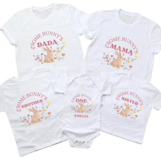Some Bunny Personalized 1st Birthday Matching Family T Shirts, Custom Bunny First Birthday Shirts For Family ET0243
