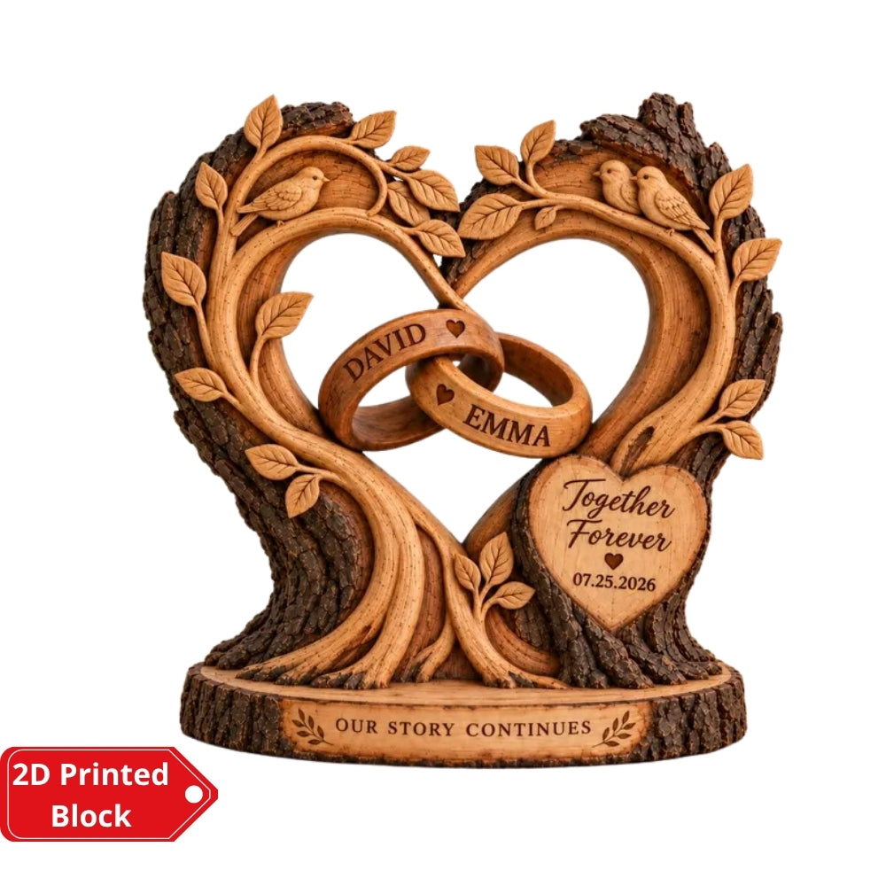 Our Story Continues Custom Couple Name And Date Layer Wooden Plaque, Custom Wedding Anniversary Wooden Block WD0953