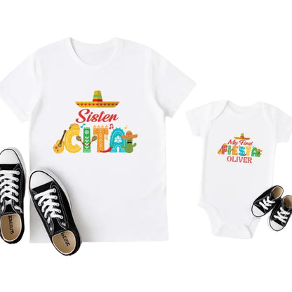 Papacito Mamacita My First Fiesta Custom Matching Birthday Family T Shirt, Personalized Cinco De Mayo 1st Birthday Matching Shirts Family ET1066