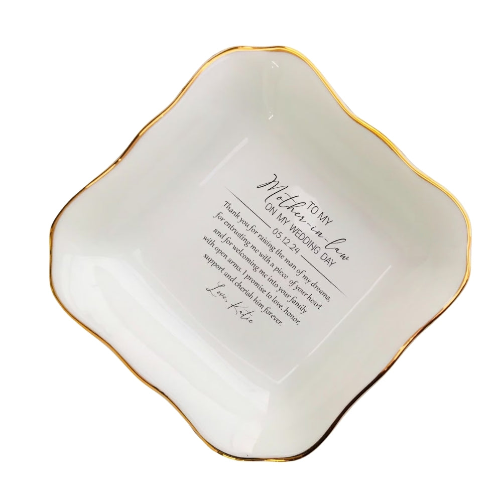To My Mother In Law On My Wedding Day Custom Jewelry Dish, Custom Mother Of The Groom Ring Dish WD0310