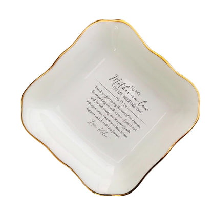 To My Mother In Law On My Wedding Day Custom Jewelry Dish, Custom Mother Of The Groom Ring Dish WD0310