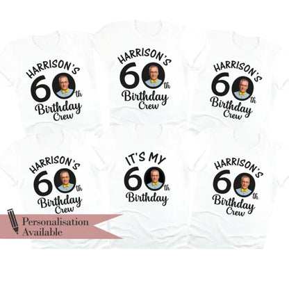 It's My 60th Birthday Custom Face Matching Birthday Group T Shirt, Custom Photo Birthday Team Crew Matching Shirts ET0867