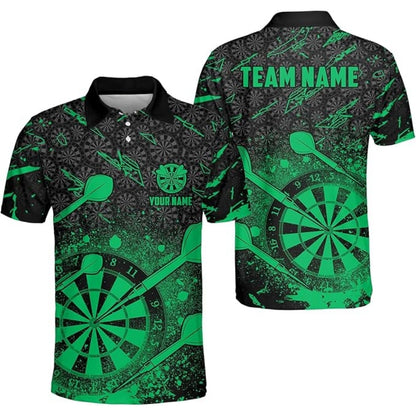 Custom Black Red Darts Team Polo Shirt Mens, Custom Darts Shirts DZ0011
