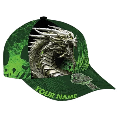 Custom Dragon Celtic Cross 3D Printed Baseball Cap, Custom Dragon Irish Hats CP0472