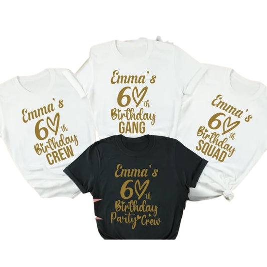 Custom 60th Birthday Party Crew Matching T Shirt, Personalized Birthday Matching Shirts For Group ET0868