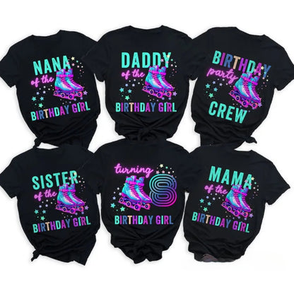 Custom Skating Birthday Girl Matching T Shirts For Family, Personalized Birthday Skate Family Shirts ET0680