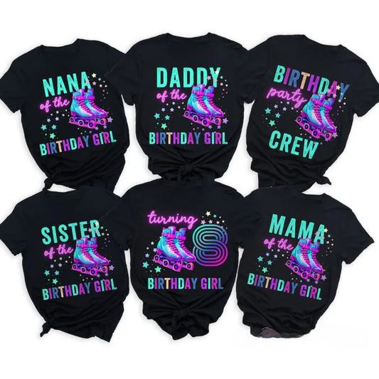 Custom Skating Birthday Girl Matching T Shirts For Family, Personalized Birthday Skate Family Shirts ET0680