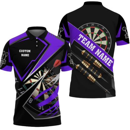 Custom Team Black And Grey Dart Polo Shirt For Men, Custom Darts Shirts DZ0071