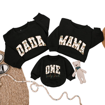 One Lucky Duck 1st Birthday Family Sweatshirt, Matching First Birthday Duck Family Sweatshirts ET1573
