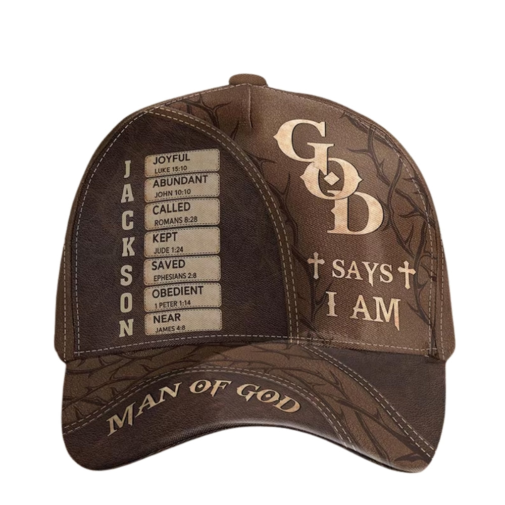 Man Of God God Says I Am Custom Jesus Baseball Cap, Custom  Bible Verse Christian Hat Caps CP0091