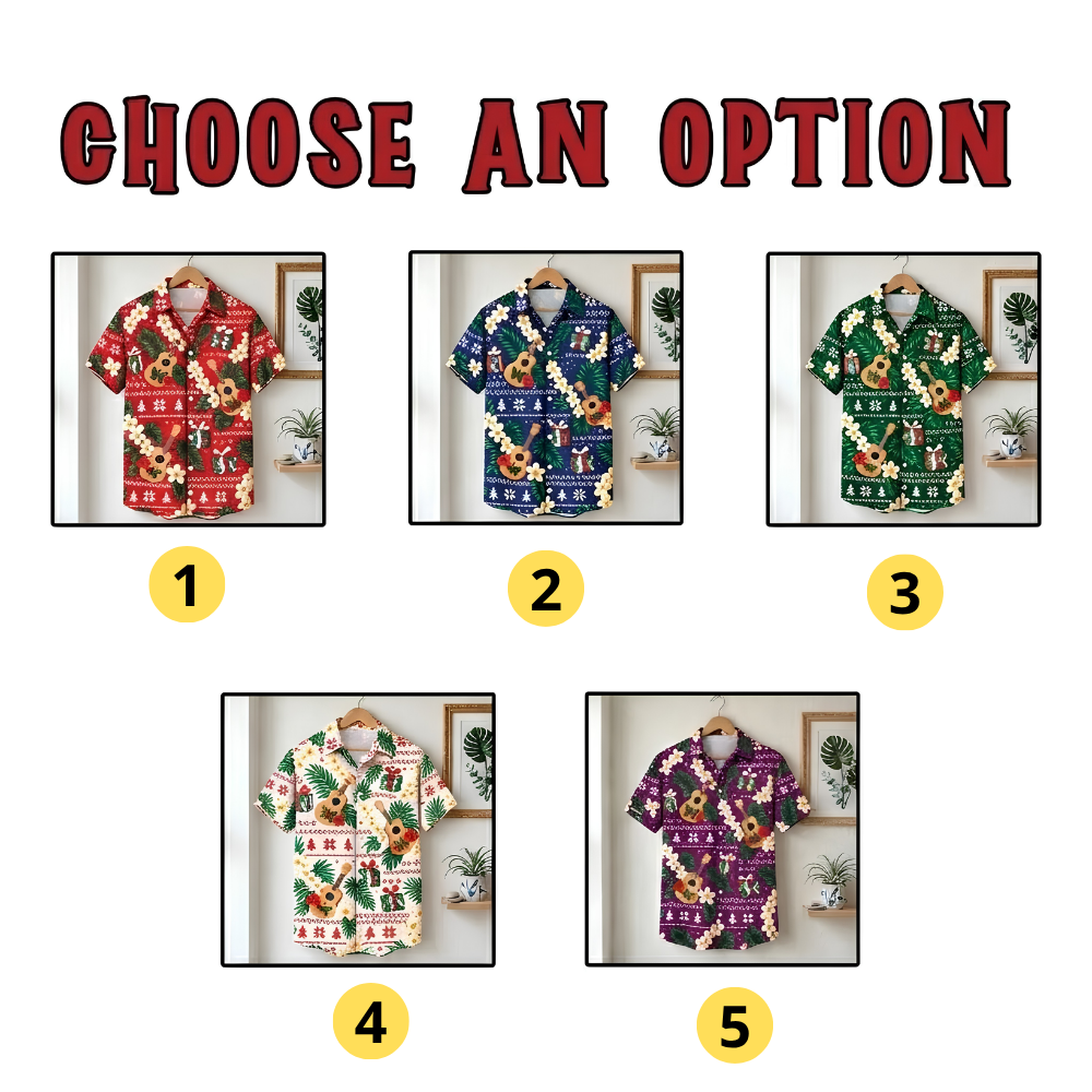 Ukulele Christmas Hawaiian Shirt For Men Women, Xmas Guitar Lover Hawaiian Shirt HE0860