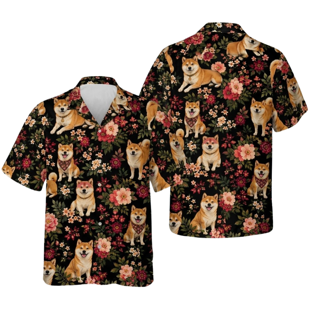 Tropical Shiba Inu Hawaiian Shirt Men Women, Shiba Dog Hawaiian Shirts HE0564
