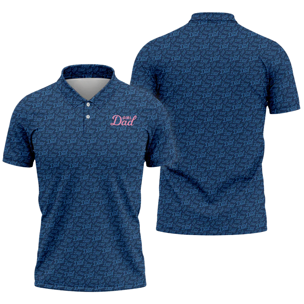 Men's Girl Dad Navy Golf Polo Shirts, Dad Daughter Golf Shirts For Father's Day GB0019