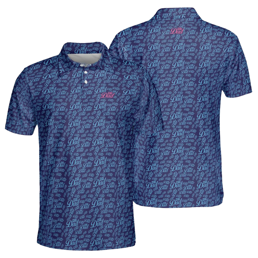 Girl Dad Pink Golf Polo Shirt For Men, Father Day Golf Shirts For Dad With Daughter GE0463
