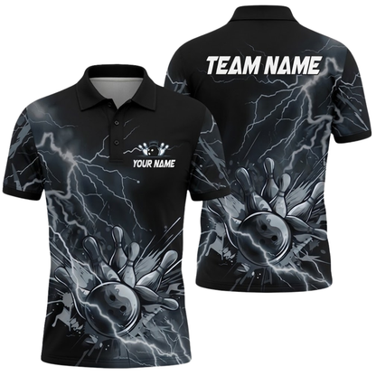 Custom Thunder Lightning Purple Bowling Mens Polo Shirt, Custom Thunder Bowling Team Shirt BZ0876