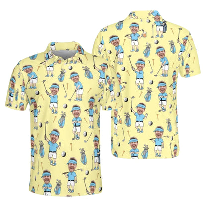 Custom Face Cartoon Golf Polo Shirt For Mens, Custom Photo Golf Shirts GE0255