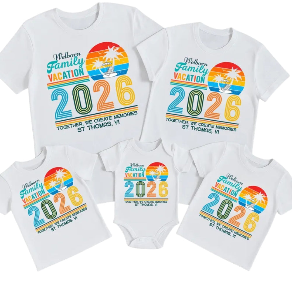 Custom Family Matching Beach Vacation 2026 T Shirts, Custom Family Vacation Shirts ET0056