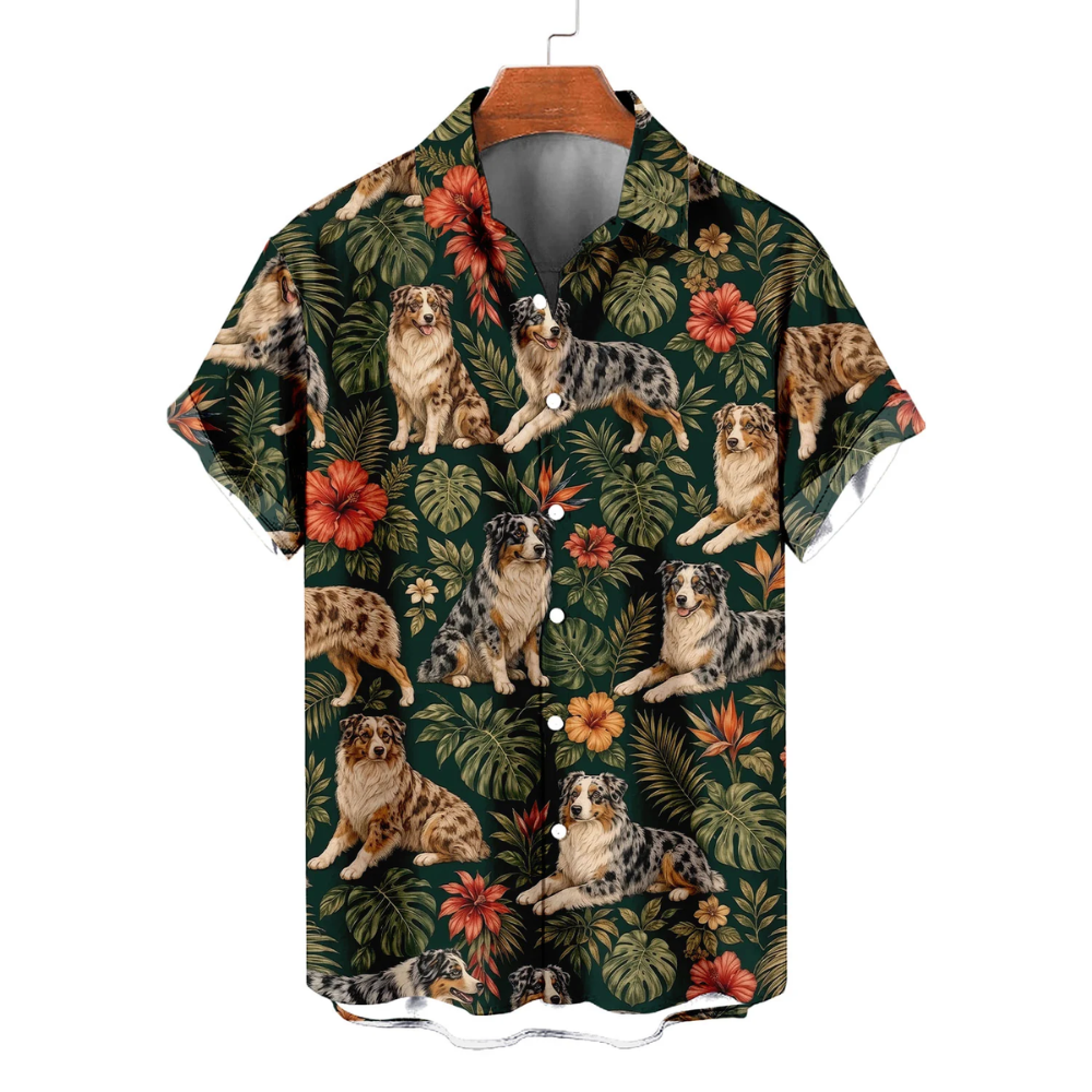 Australian Shepherd Tropical Hawaiian Shirt Men Women, Aussie Shepherd Hawaiian Shirt HE0690