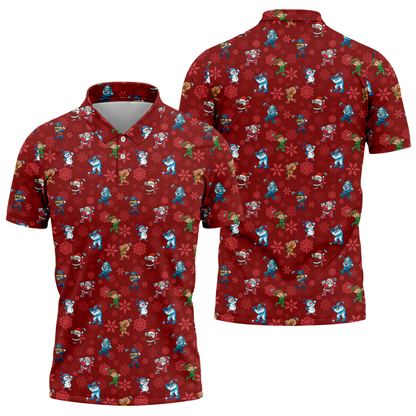 Christmas Character Red Golf Polo Shirt For Men, Christmas Golf Shirt GZ0337