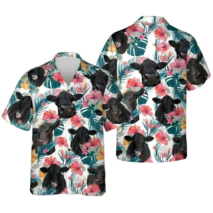 Cow Foral Hawaiian Shirt For Men Women, Tropical Cow Hawaiian Shirt HE0674