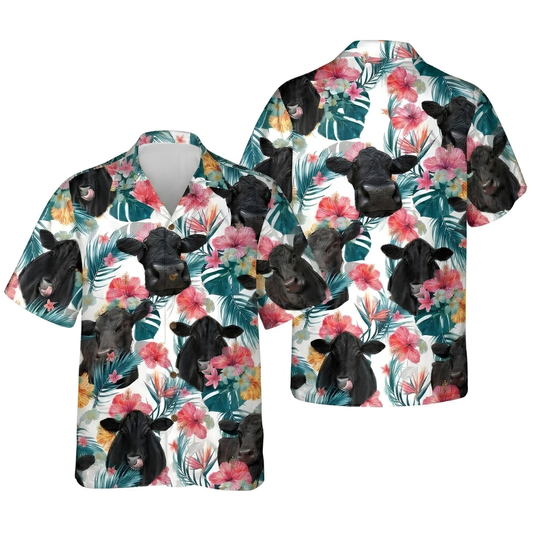 Cow Foral Hawaiian Shirt For Men Women, Tropical Cow Hawaiian Shirt HE0674