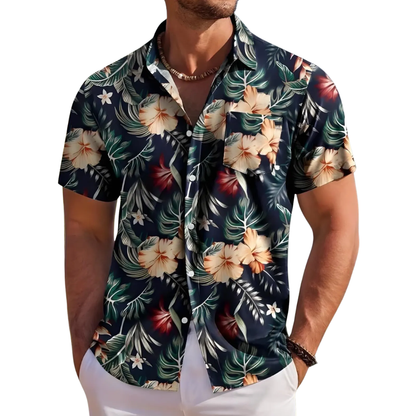 Green Tropcical Hawaiian Shirt For Men Women With Pocket, Tropical Hawaiian Shirt HE0388