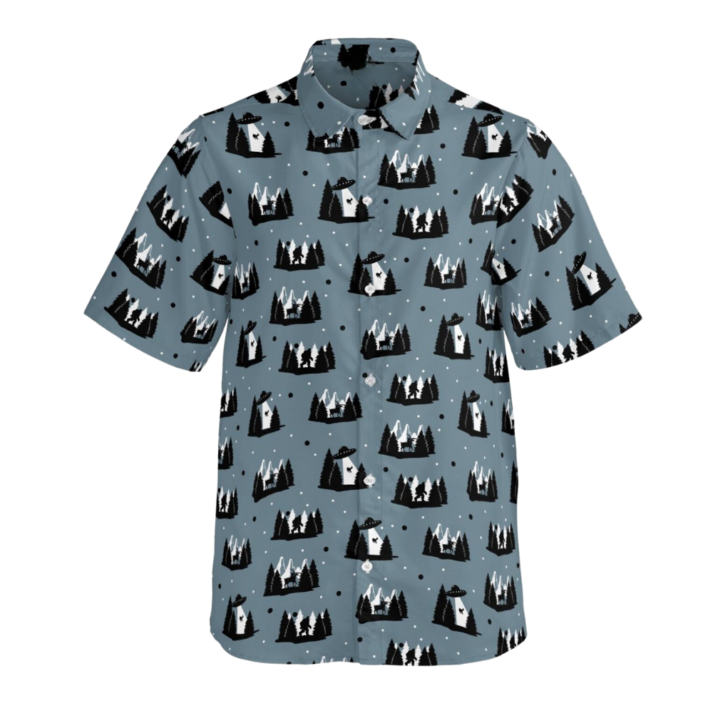 Bigfoot UFO Hawaiian Shirt For Men, Sasquatch Bigfoot Space Hawaiian Shirt HE0459