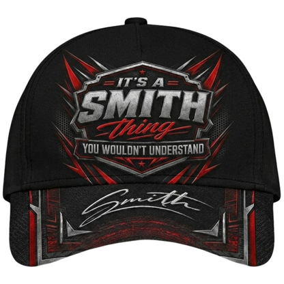 Custom It's A Name Thing You Wouldn't Understand Baseball Cap, Custom Funny Cap Red Black  CP0631