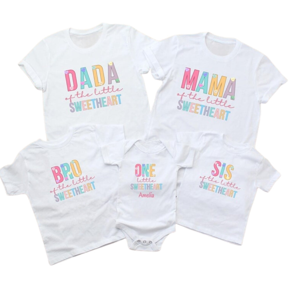 One Little Sweetheart Matching First Birthday Family T Shirt, Custom 1st Birthday Matching Shirts For Family ET0359