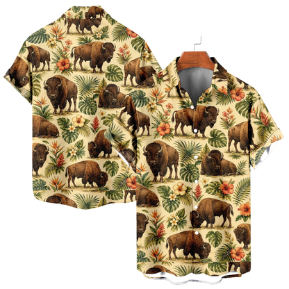 Bisson Floral Vintage Hawaiian Shirt For Men, Tropical Bisson Hawaiian Shirt HE0701