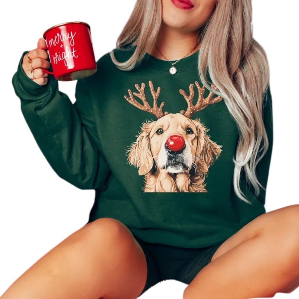 Golden Retriever Reindeer Christmas Sweatshirt, Dog Lover Sweatshirt 2D0806