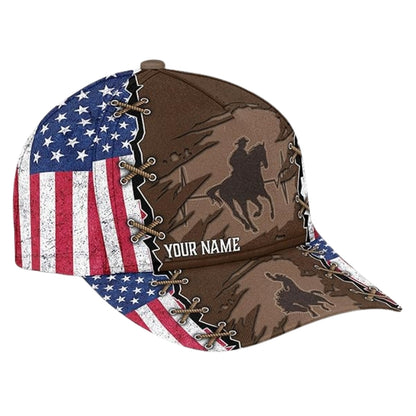 Custom Horse Riding USA Flag 3D Baseball Cap, Custom Horse Racing Caps Hats CP0193