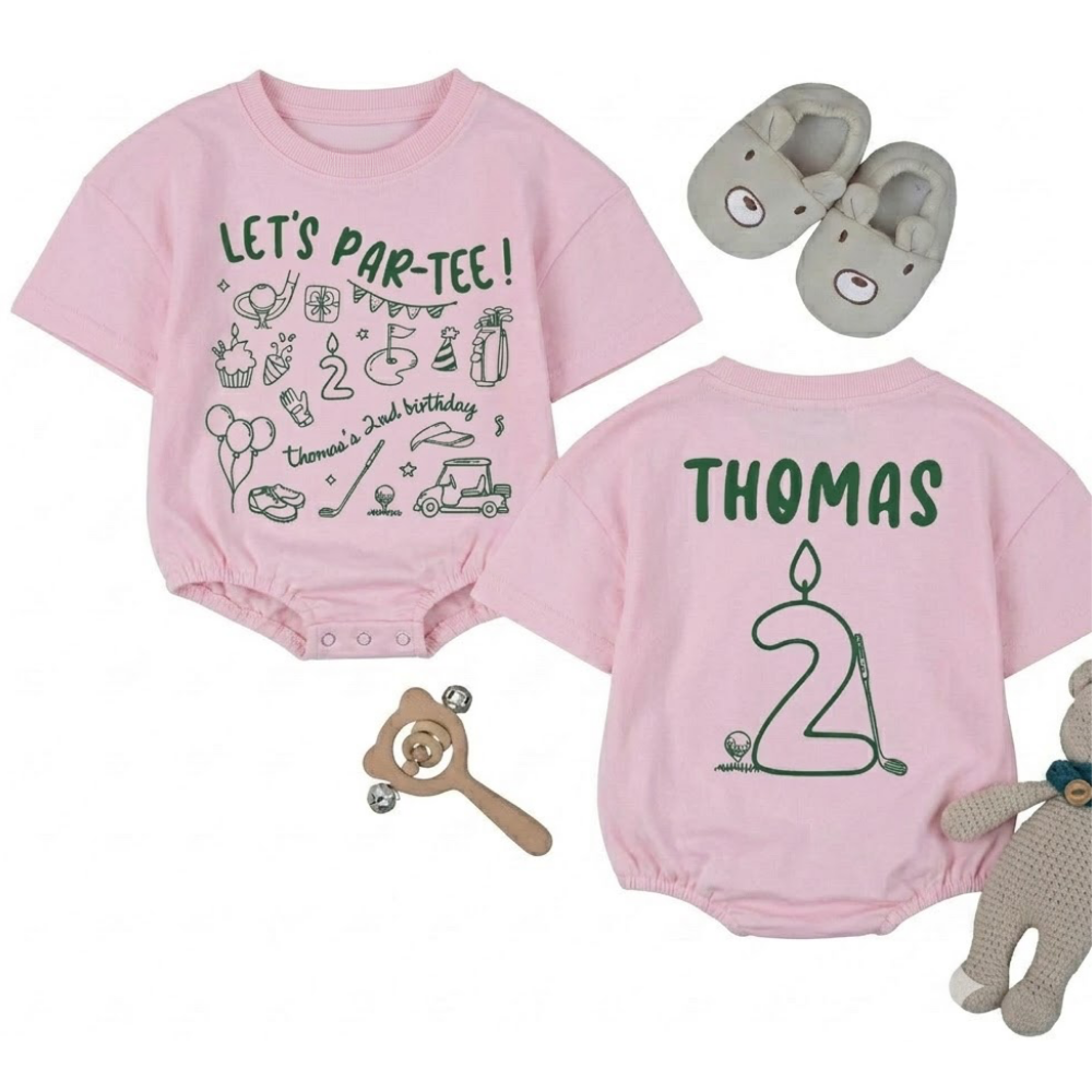 Personalized Lets Par Tee 2nd Birthday Baby T Shirt Romper, Custom Golf 2nd Birthday Baby Romper BB0270