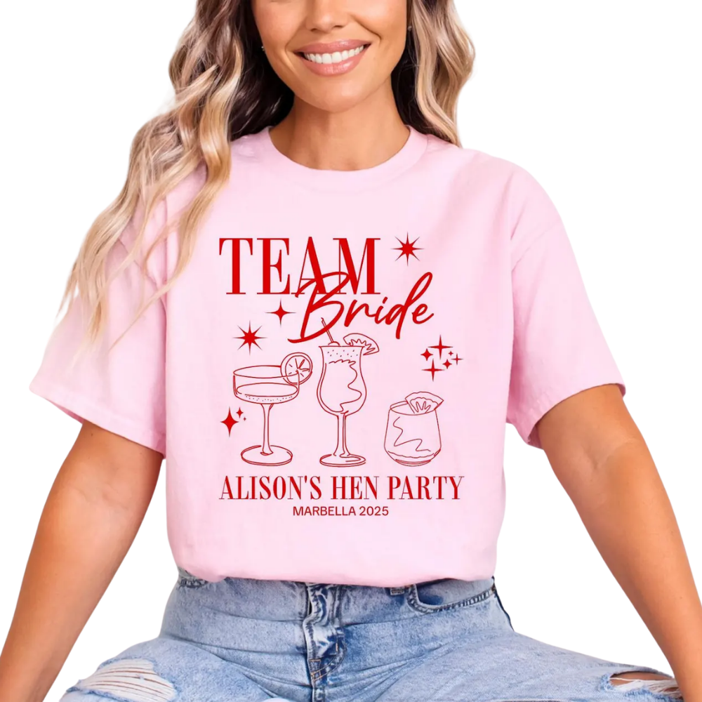 Team Bride Hen's Party Personalized Matching Bachelorette T Shirts, Custom Bachelorette Party Shirts ET1024