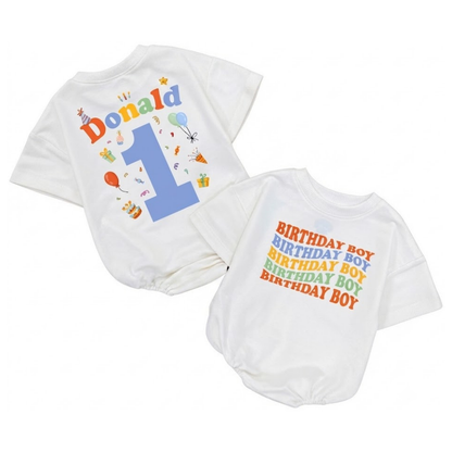 Custom 1st Birthday Boy Baby Tshirt Romper, Custom First Birthday Baby Romper BB0032