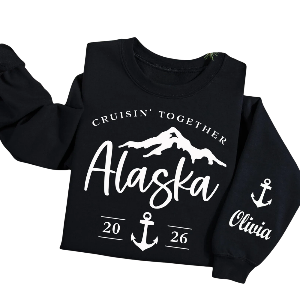 Alaska Cruisin' Together Custom Name And Year Family Matching Sweatshirt, Custom Alaska Trip Family Sweatshirt ET1339