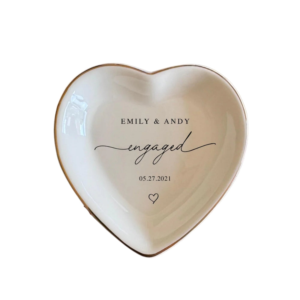 Personalized Engagement Ring Dish, Custom Ring Dish For Couple Wedding WD0006