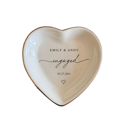 Personalized Engagement Ring Dish, Custom Ring Dish For Couple Wedding WD0006