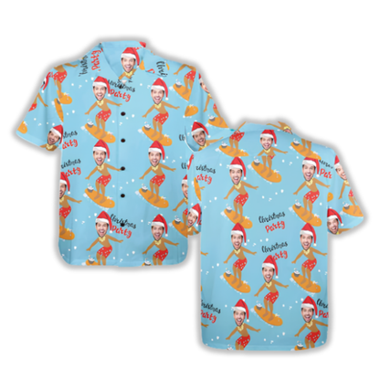 Custom Photo Christmas Tropical Hawaiian Shirt For Men Women, Custom Funny Faces Christmas Hawaiian Shirt HE0880