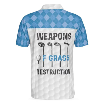 Weapons of Grass Destruction Blue Argyle Golf Men Polo Shirt, Funny Golf Shirts GE0382
