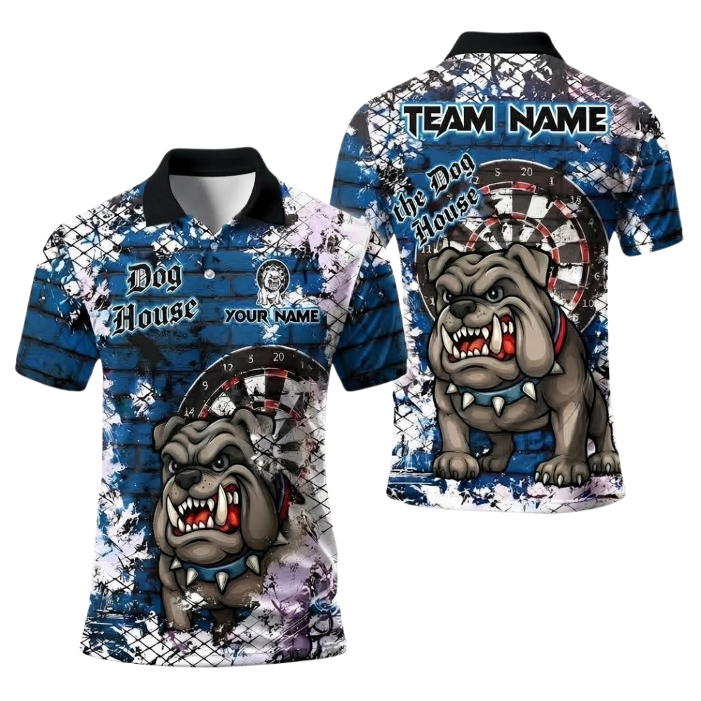 Custom Bulldog Dart Polo Shirt Men, Custom Bulldog Darts Team Shirts DE0104