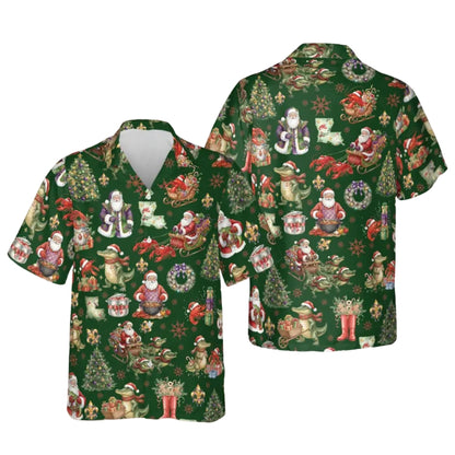 Alligator Santa Cajun Xmas Hawaiian Shirts For Mens, Cajun Louisiana Christmas Shirts ET0030
