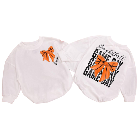 Personalized Basketball Game Day Baby Romper Sweatshirt, Custom Baby Basketball Romper Sweater BB0546