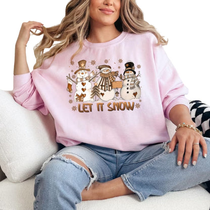 Let It Snow Sweatshirt Womens, Snowman Christmas Sweatshirt 2D0649