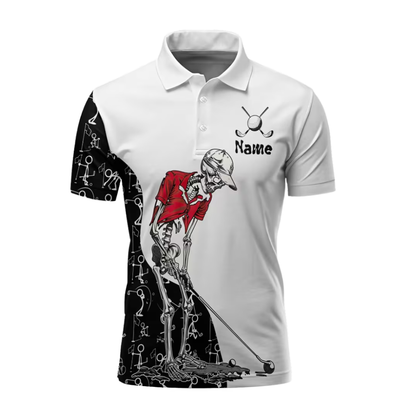 Custom White Skull Golf Polo Team Shirts For Men, Customize Skull Golf Shirts GU0003