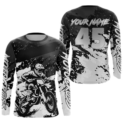 Custom Motocross Long Sleeve Jersey For Men Black Red, Custom Racing Motocross Jerseys MZ0071