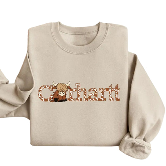 Womens Highland Cow Sweatshirt, Western Farmer Sweatshirt 2D0572