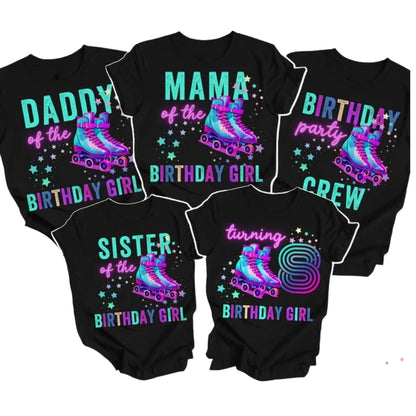 Custom Skating Birthday Girl Matching T Shirts For Family, Personalized Birthday Skate Family Shirts ET0680